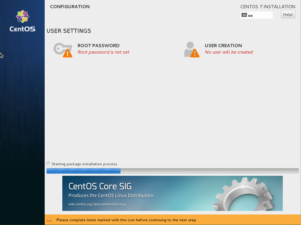 Instalace CentOS 7 TvujWeb.CZ nápověda