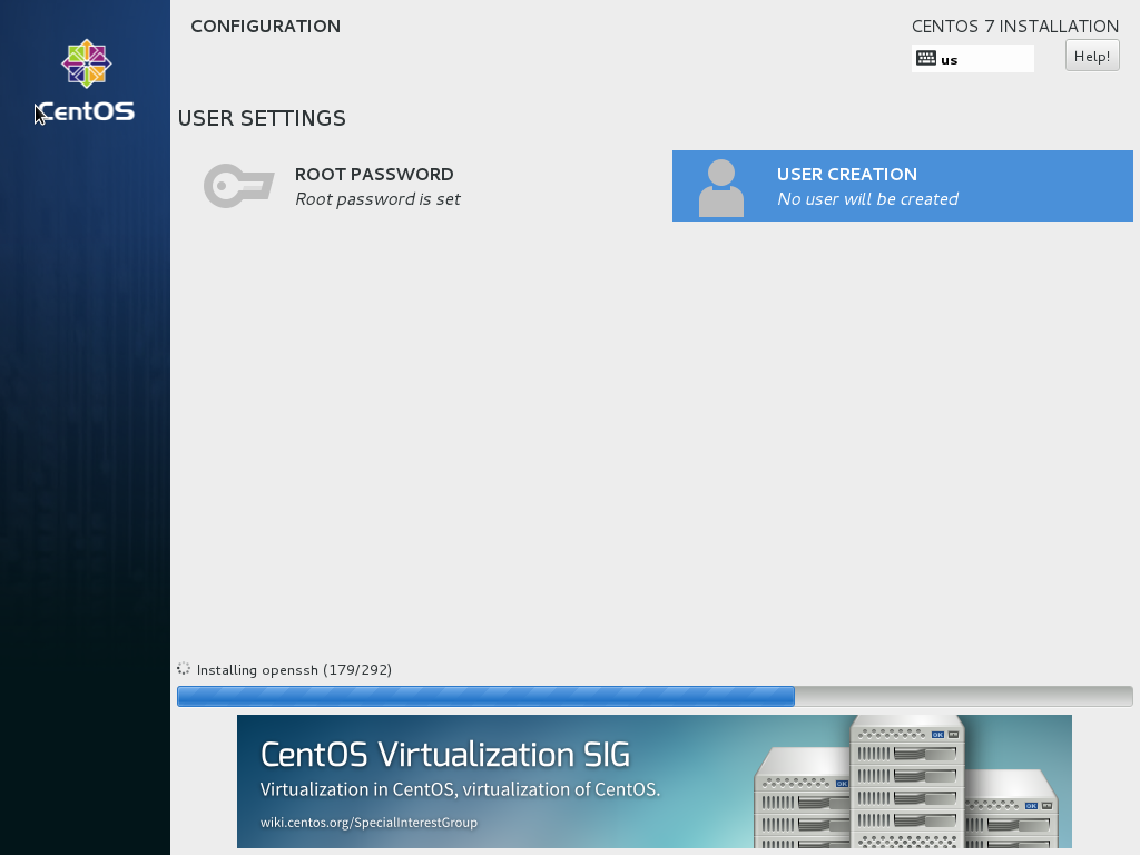 Instalace CentOS 7 TvujWeb.CZ nápověda