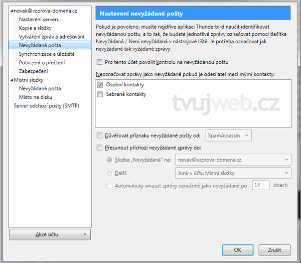 Nápověda TvujWeb.CZ - Mozilla  Thunderbird s prokolem IMAP